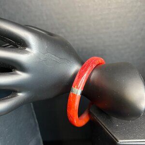 Orange Jade bracelet with sterling silver accents